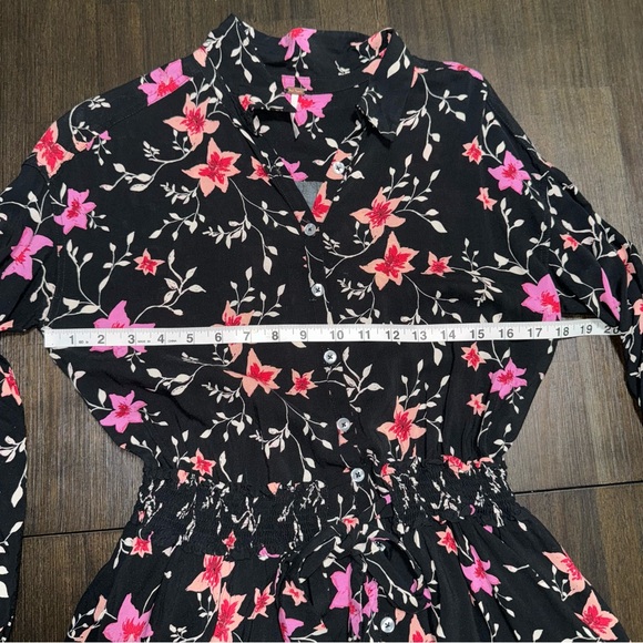 Free People Lighten up Long sleeve Mini Dress in Black and Pink XS - Picture 3 of 9